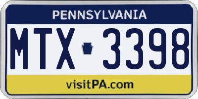 PA license plate MTX3398
