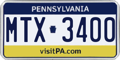 PA license plate MTX3400