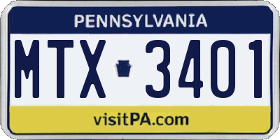 PA license plate MTX3401
