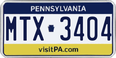 PA license plate MTX3404