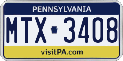 PA license plate MTX3408