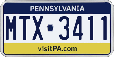 PA license plate MTX3411