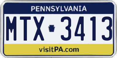 PA license plate MTX3413