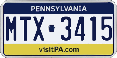 PA license plate MTX3415