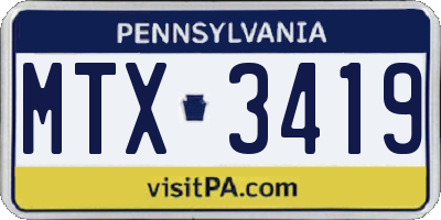 PA license plate MTX3419