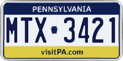 PA license plate MTX3421