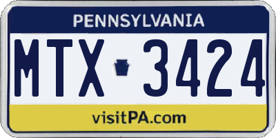 PA license plate MTX3424