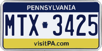 PA license plate MTX3425