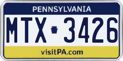 PA license plate MTX3426