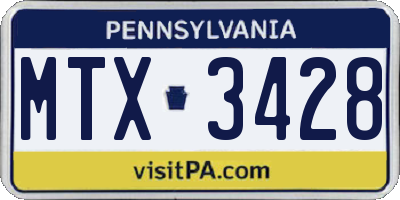 PA license plate MTX3428