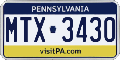 PA license plate MTX3430