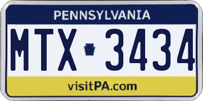 PA license plate MTX3434