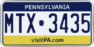 PA license plate MTX3435