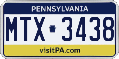 PA license plate MTX3438