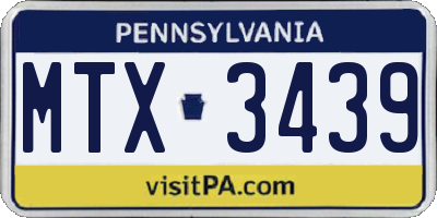 PA license plate MTX3439