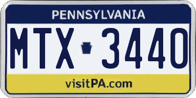 PA license plate MTX3440