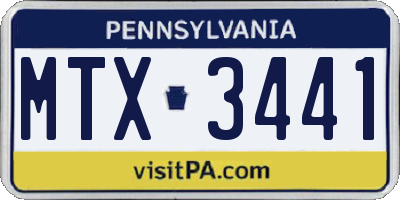 PA license plate MTX3441