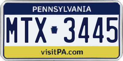 PA license plate MTX3445