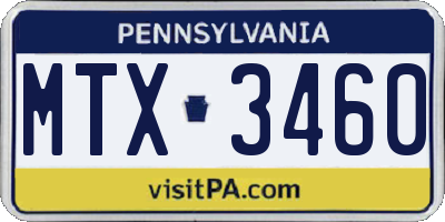 PA license plate MTX3460