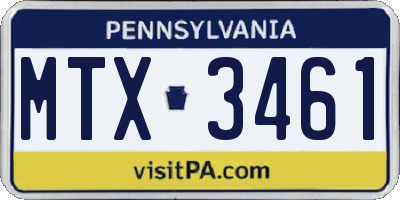 PA license plate MTX3461