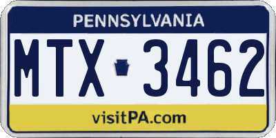 PA license plate MTX3462