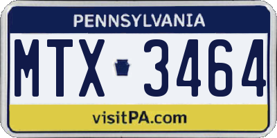 PA license plate MTX3464
