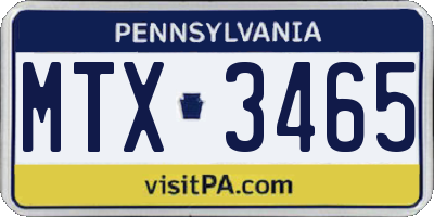 PA license plate MTX3465