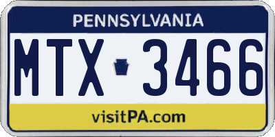 PA license plate MTX3466