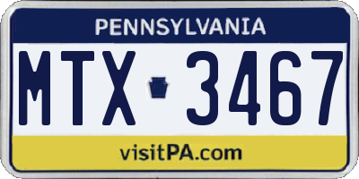 PA license plate MTX3467