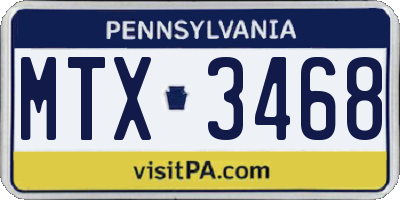 PA license plate MTX3468