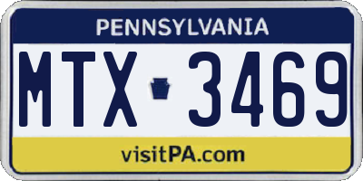 PA license plate MTX3469