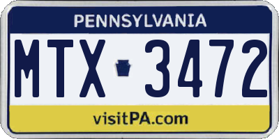 PA license plate MTX3472