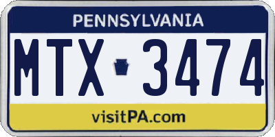 PA license plate MTX3474