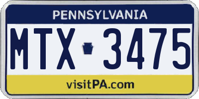PA license plate MTX3475