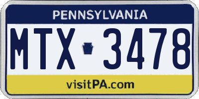 PA license plate MTX3478