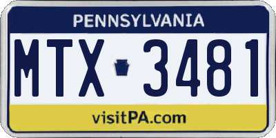 PA license plate MTX3481