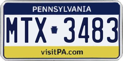 PA license plate MTX3483