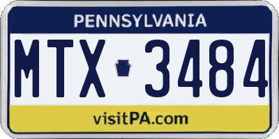 PA license plate MTX3484