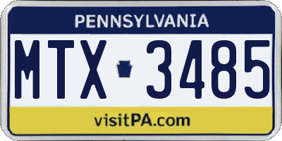 PA license plate MTX3485