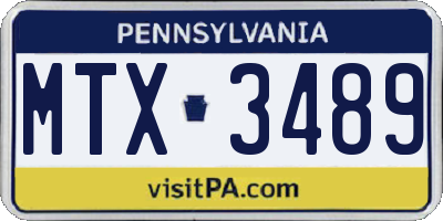 PA license plate MTX3489