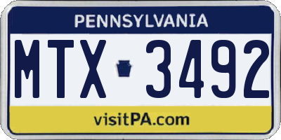 PA license plate MTX3492