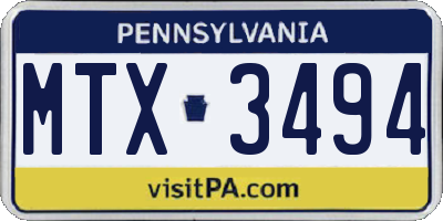 PA license plate MTX3494