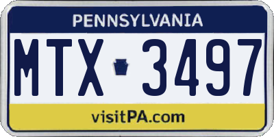 PA license plate MTX3497