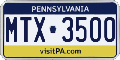 PA license plate MTX3500