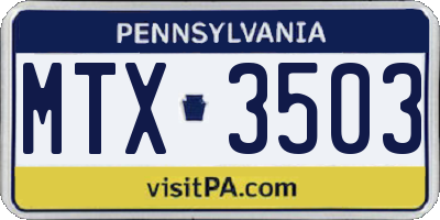 PA license plate MTX3503