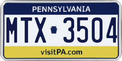 PA license plate MTX3504