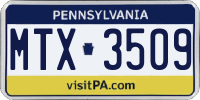 PA license plate MTX3509
