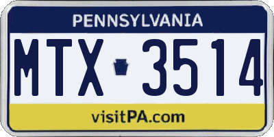 PA license plate MTX3514