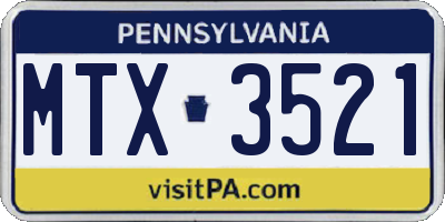 PA license plate MTX3521