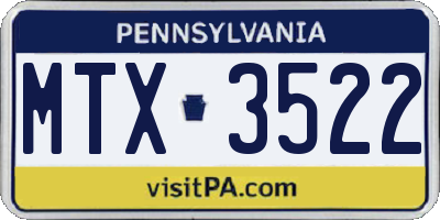 PA license plate MTX3522